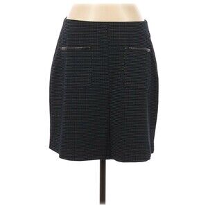 Elle Skirt Womens Small Black Faux Leather Detailing Mid Length